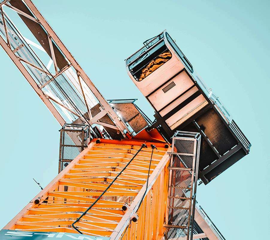 Construction Crane Cabin and Structure Close-Up Construction Crane Cabin and Structure Close-Up